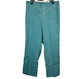 Alfred Dunner Sz 14 Short Classic Fit Pistachio Teal Blue Corduroy Pull On Pants
